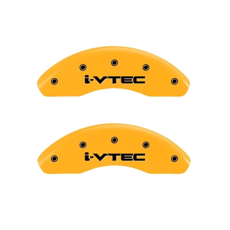 MGP Front set 2 Caliper Covers Engraved Front i-Vtec Yellow finish black ch Fits select: 2009-2012 HONDA FIT SPORT, 2013 HONDA FIT