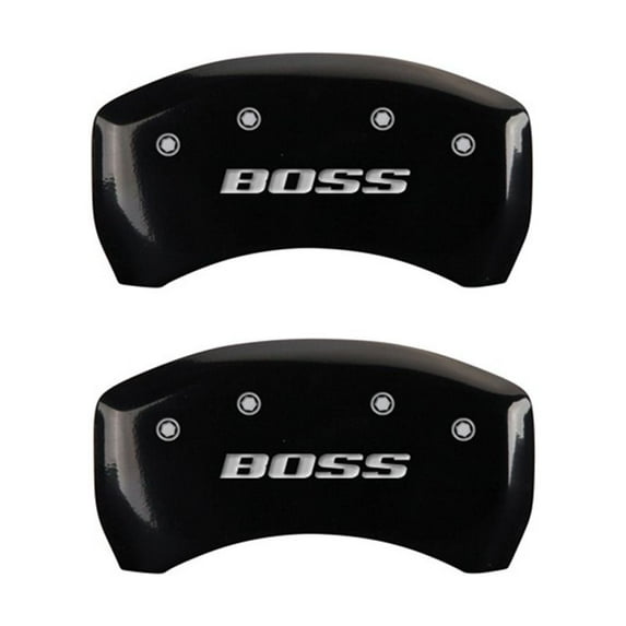 MGP Rear set 2 Caliper Covers Engraved Rear Boss Black finish silver ch Fits select: 2005-2014 FORD MUSTANG GT