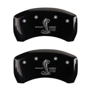 MGP Rear set 2 Caliper Covers Engraved Rear GT500 Shelby & Cobra Black finish silver ch Fits select 2005-2014 FORD MUSTANG GT