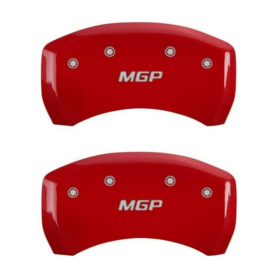 MGP Rear set 2 Caliper Covers Engraved Rear MGP Red finish silver ch Fits select: 2015 FORD MUSTANG GT