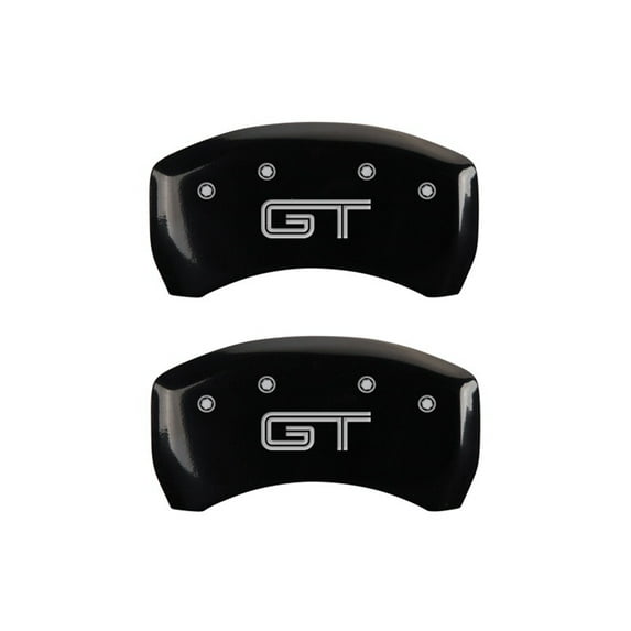 MGP Rear set 2 Caliper Covers Engraved Rear S197/GT Black finish silver ch Fits select: 2005-2014 FORD MUSTANG GT