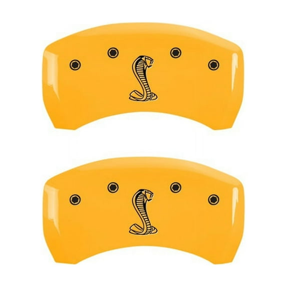 MGP Rear set 2 Caliper Covers Engraved Rear Tiffany Snake Yellow finish black ch Fits select: 2005-2014 FORD MUSTANG GT