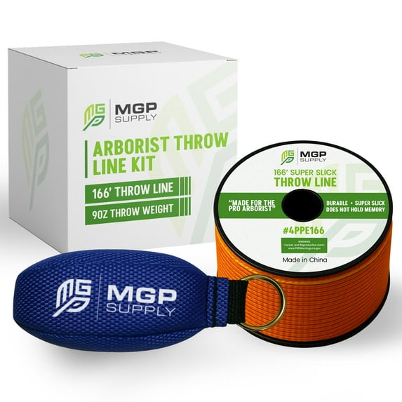 MGP SUPPLY Arborist Throw Line Kit | 9oz Throw Weight & 166ft Rope | Ultra Slick 100% Polyester Rope | Arborist Equipment For Tree Climbing
