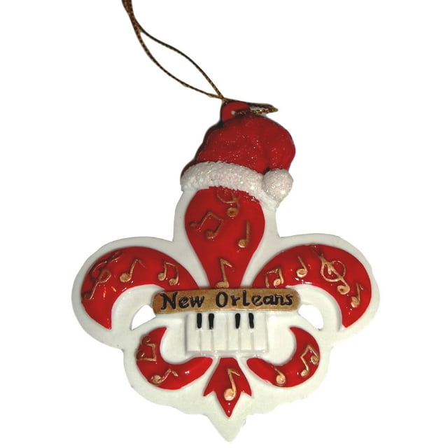 MGPS Red Music Fleur De Lis New Orleans Christmas Ornament Party Favors