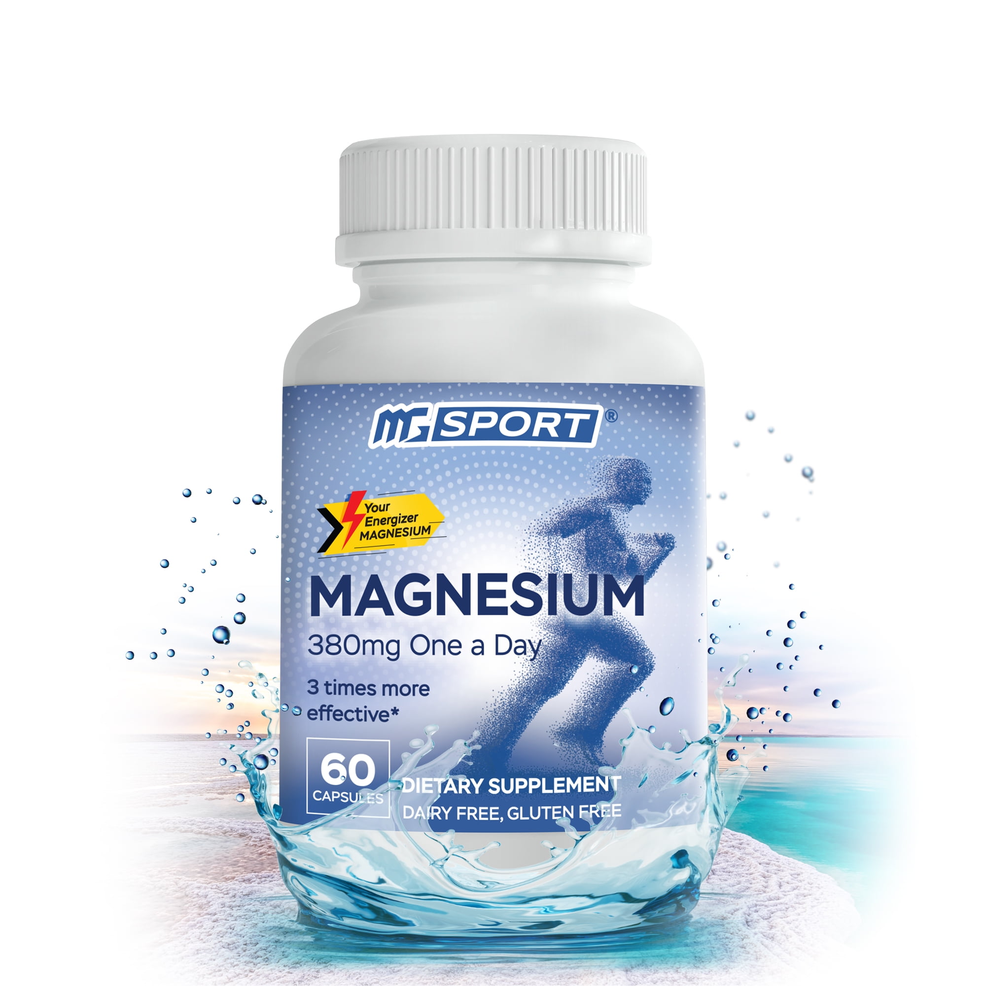 MGSPORT High Absorption Magnesium 380mg Magnesium Oxide Monohydrate, 60