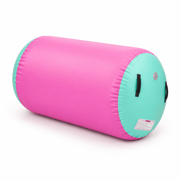 MGreen+Pink Roller 39.4" × 23.6" Inflatable Gymnastics Mat for Tumbling and Fitness