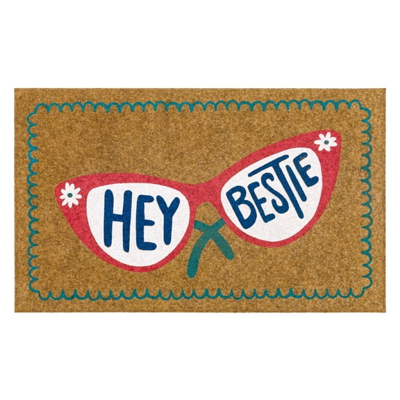 Mohawk Home Hey Bestie All Weather Low Pile Indoor/Outdoor Non-Slip Doormat, Tan, 18" x 30"