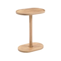 MH London Crawford Solid Wood C Shape End Table, Slide Under Bed Side Table for Bedroom or Living Room Use, 20 x 13 x 22 in, Natural Finish