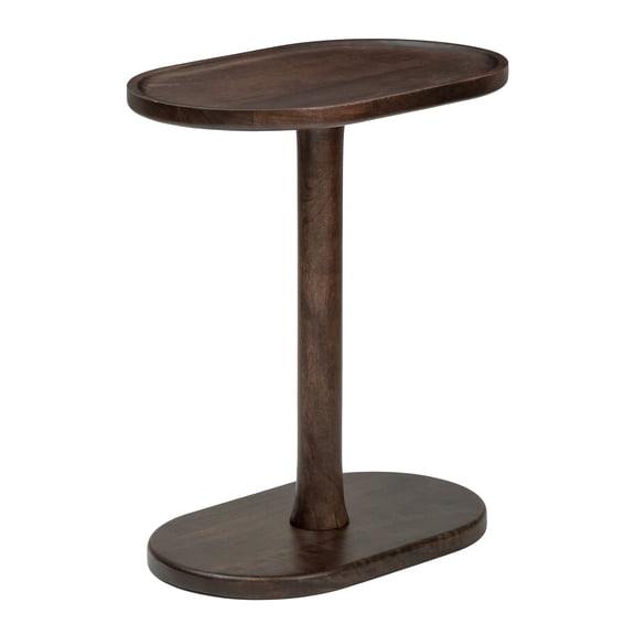 MH London Crawford Solid Mango Wood C Shape End Table 22 Inch Espresso