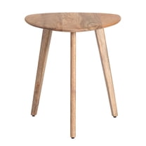 MH London Wandsworth Solid Wood End Table with Rounded Triangle Top, Large Accent Side Table for Living Room Seating Areas, 18 x 20 in, Natural Finish
