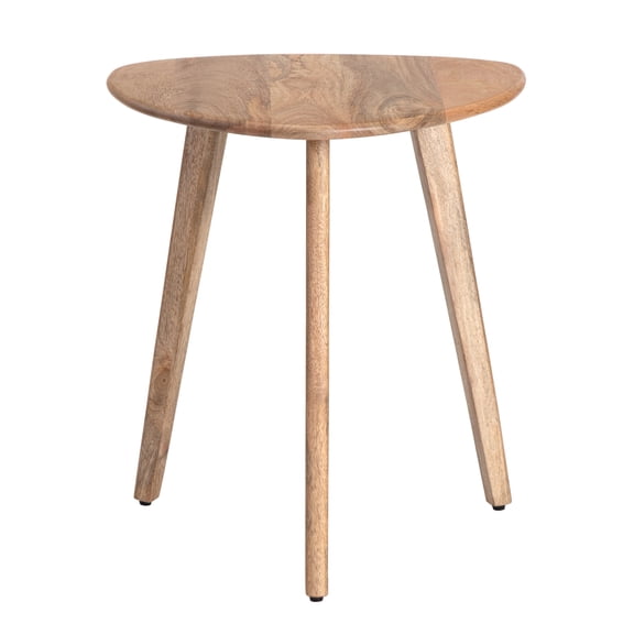 MH London Wandsworth Solid Wood End Table with Rounded Triangle Top, Large Accent Side Table for Living Room Seating Areas, 18 x 20 in, Natural Finish