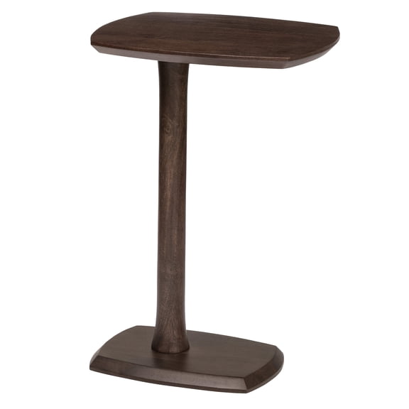 MH London Stirling C-Shape End Table, Solid Mango Wood Side Table, Slide Under Sofa Table, Drink Table, 18 x 13.5 x 25 in, Espresso