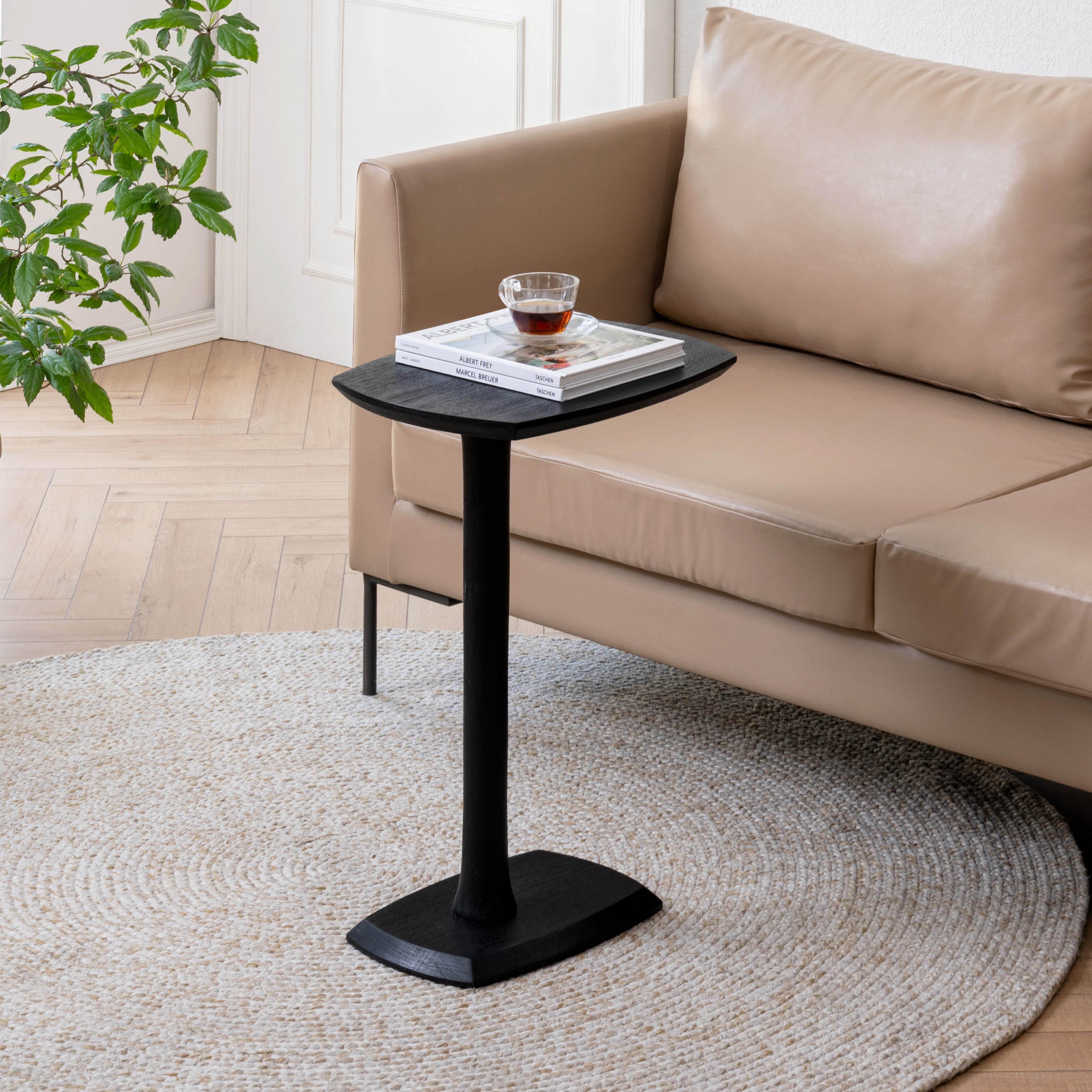 Stirling Solid Mango Wood C Shape End Table 25 Inch Black