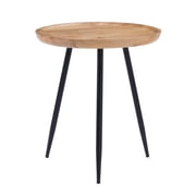 MH London Dilan Solid Mango Wood End Table 23 Inch Round Tray Top Natural