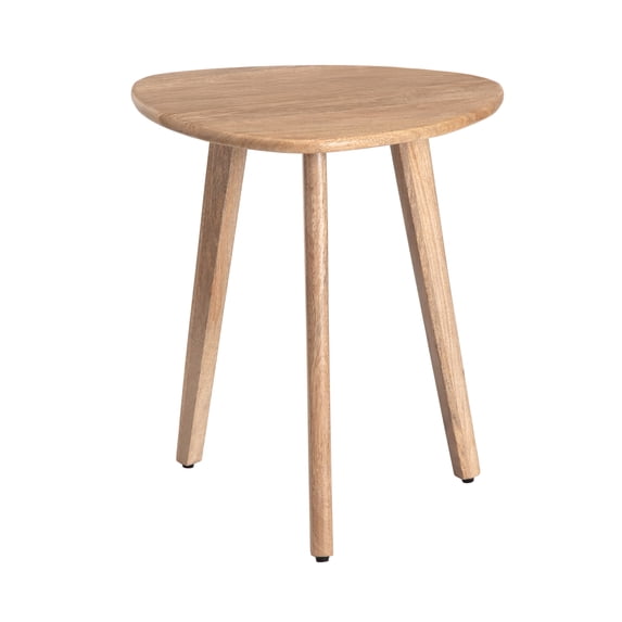 MH London Wandsworth Solid Mango Wood End Table 18 Inch Rounded Triangle Top Natural