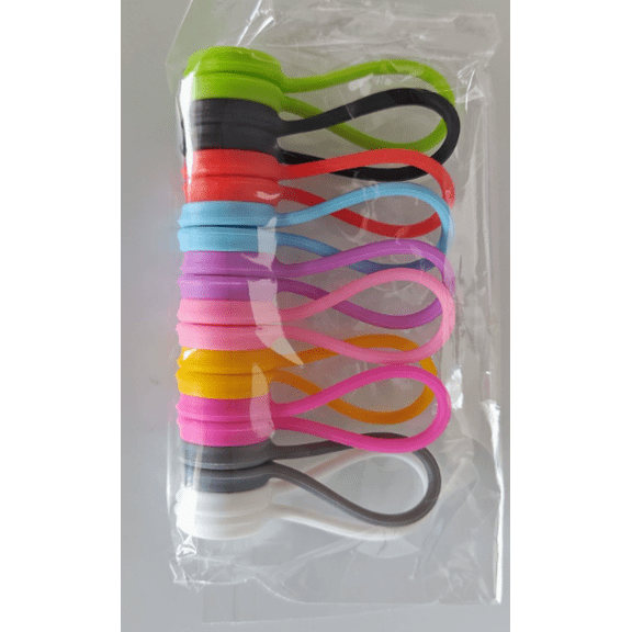 MH Magnetic Cable Ties 10 Pcs Reusable Cable Organizers Earbuds Cords USB Cable Manager Keeper Wrap Ties Straps for Office, School, Home Organization Sherry Silicone