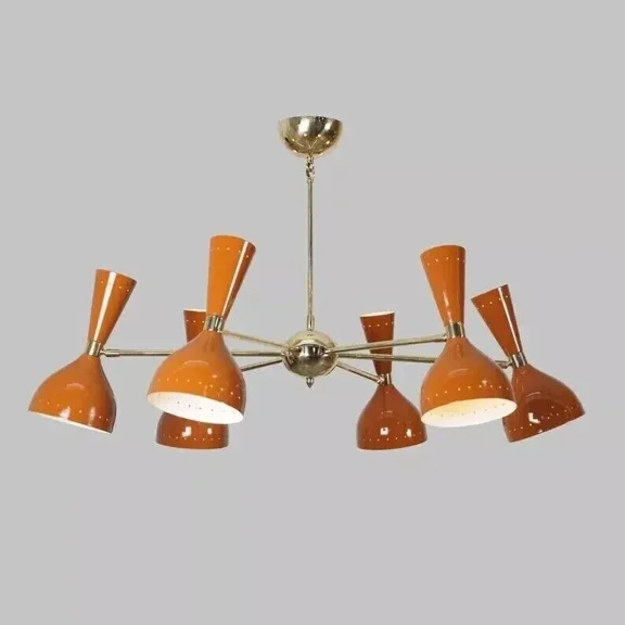 MH Overseas 1950's Style Neil Suspension Chandelier, Mid-Century Modern Brass Ceiling Light