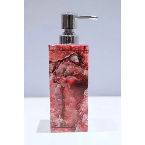 MH Overseas Natural Agate Soap Dispenser with Stainless Steel Pump, Stylish Bathroom & Kitchen Décor