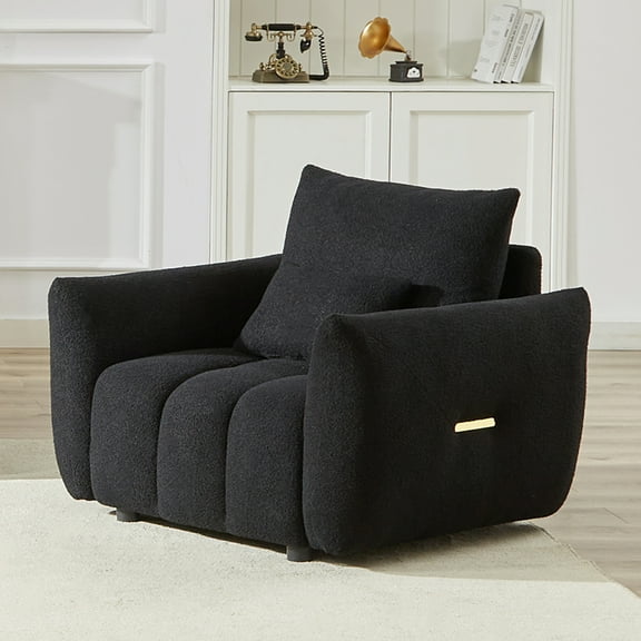 MH35.2'' Teddy Fabric Sofa, Modern Lounge Chair for Apartment, Office, Living Room and Bedroom black