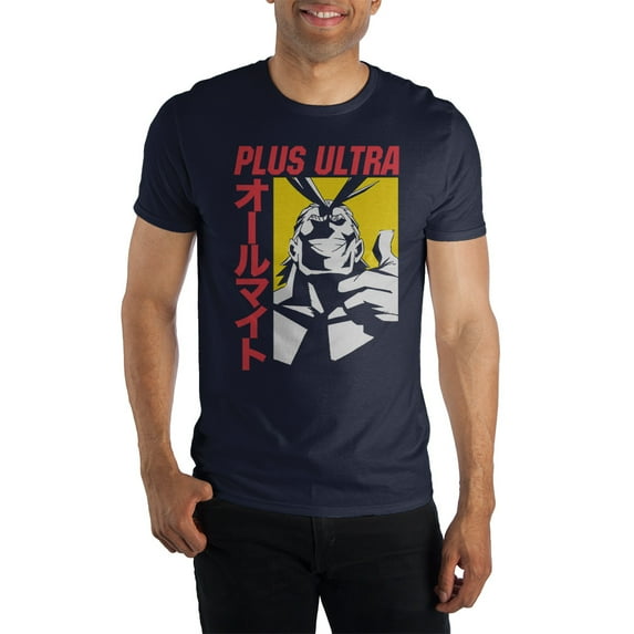 MHA My Hero Academia All Might Plus Ultra Men's Black T-Shirt Tee Shirt-Medium