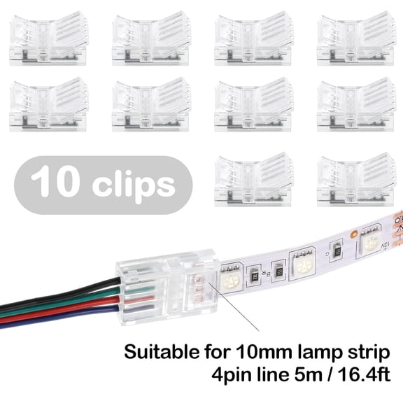 MHAWBL-10 Packs Solderless LED Strip Connector Transparent Track Lighting Connectors Wire Strip Lights 16.4 ft Extension Cable Wire Cord for LED Light Speaker Electrical System(Retro Style, 4 Pin, 10