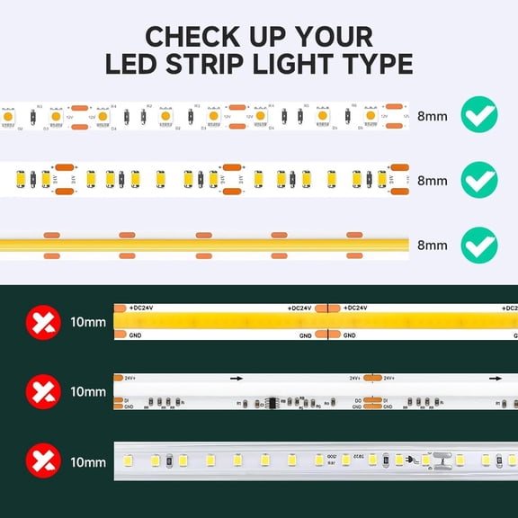 MHAWBL-10Pcs 2PIN 8mm LED Connectors Kit Transparent Solderless Strip to Wire,Strip to Strip,T/L Shape Screw Terminal Blocks Connectors with Screwdriver Fixed Clips for COB SMD Single Color LED Light