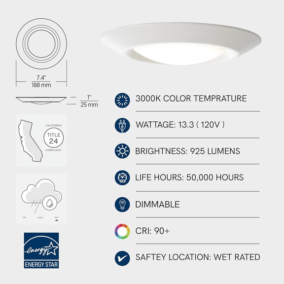 MHAWBL-14550S-15 Generation Lighting Traverse Lyte Round 6 in. 3000K, Canless Integrated LED Recessed Light, 925 Lumens, 90 CRI, T24 Complaint, Wet Rated in White Finish (1)