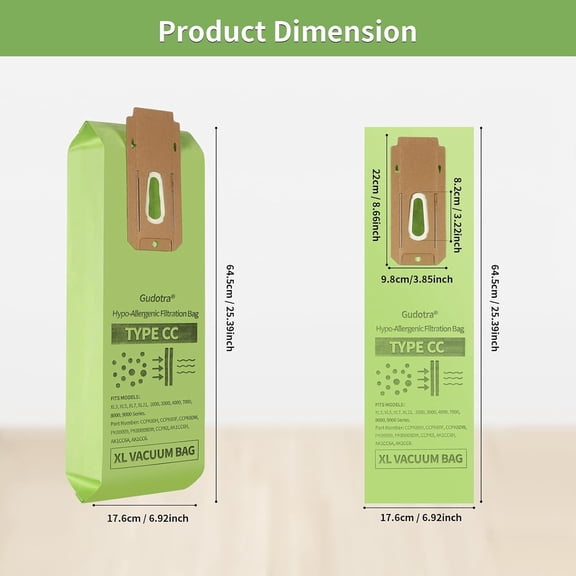 MHAWBL-15 Pack Type CC Vacuum Bags Compatible with Oreck Upright Vacuum Cleaner XL XL5 XL7 XL21 2000 3000 4000 7000 8000 9000 Series Replace Part CCPK8 CCPK8DW