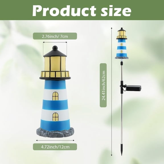 MHAWBL-2 PCS Solar Lighthouse,7 Colors Changing Lighthouse Solar Light Outdoor Decor for Yard and Garden,Path Lights Lighthouse,IP65 Waterproof
