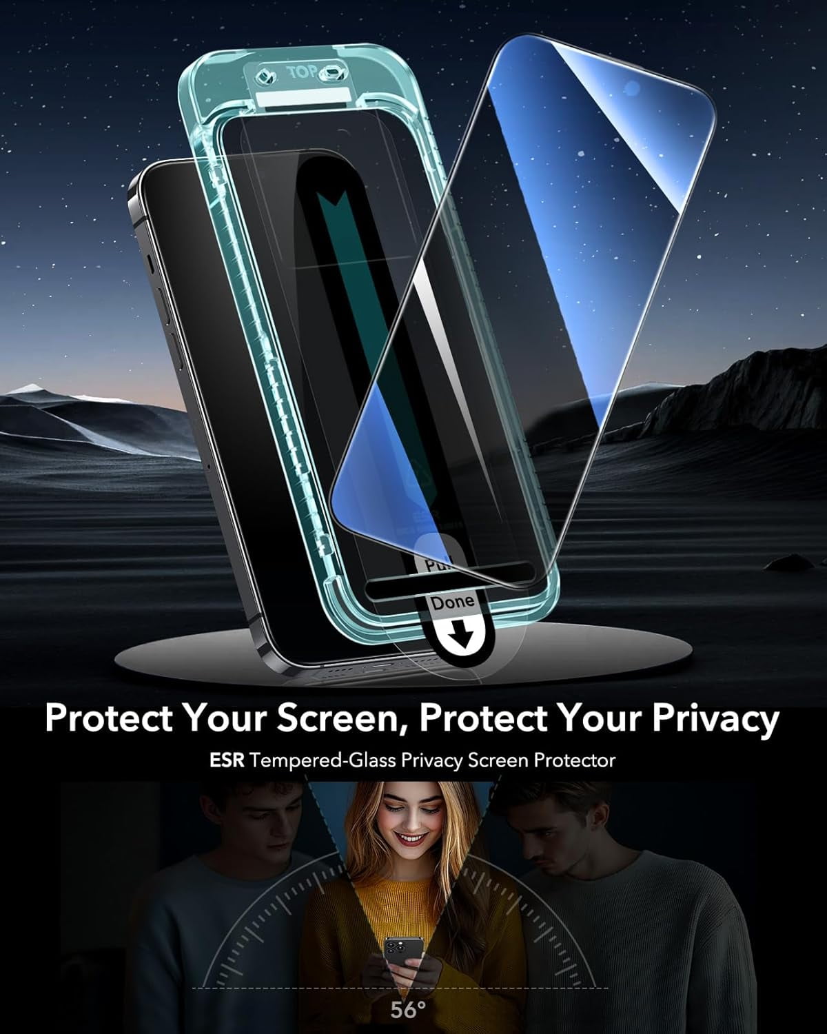 MHAWBL-3 Pack for iPhone 14 Pro Privacy Screen Protector, Anti-spy Tempered-Glass Privacy Screen Protector with Flawless Fit Tray, Micro-curved Edges, Case Friendly