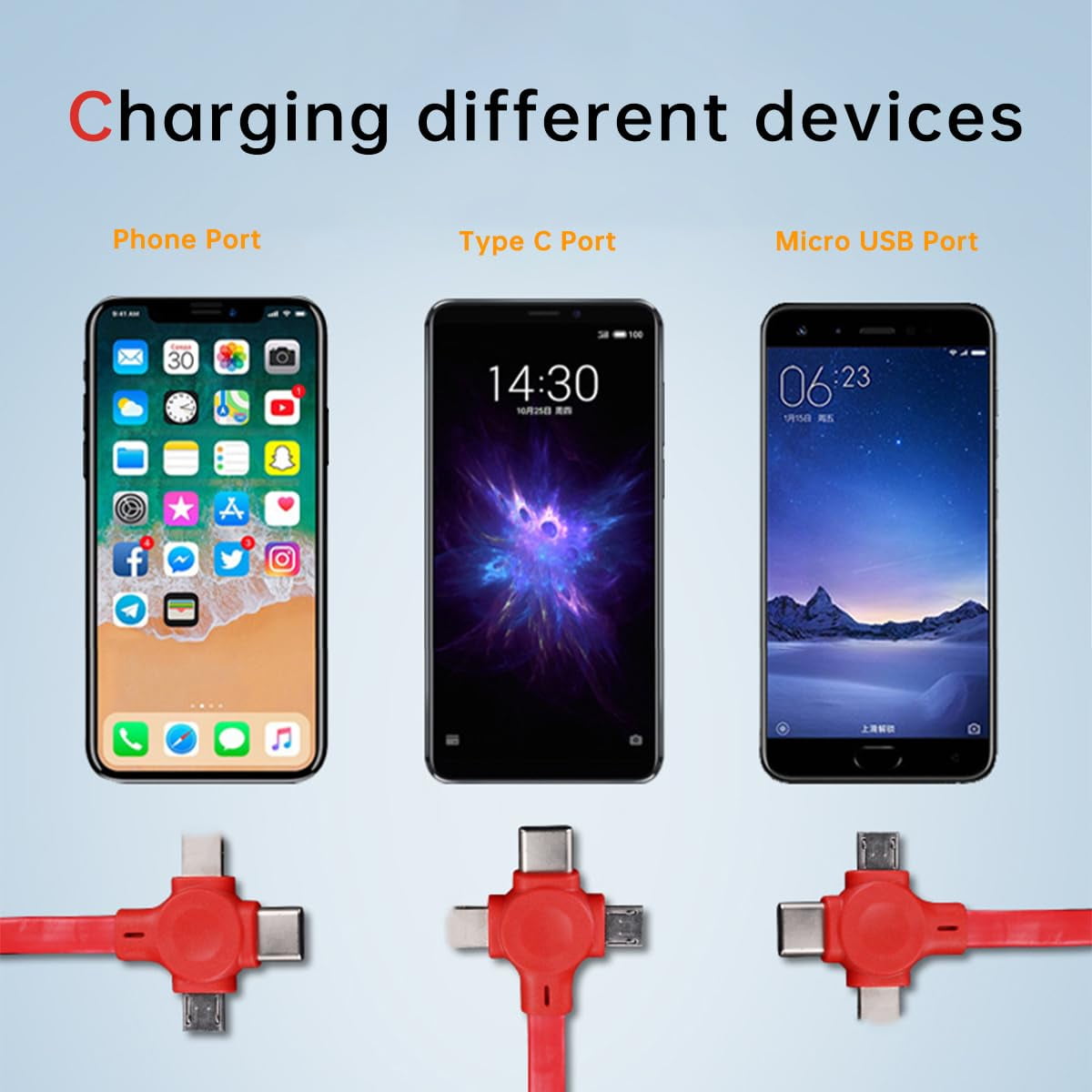MHAWBL-4 Pcs 3 in 1 Retractable Multi Fast Chargers Cable Bulk (3.28FT) with USB C/Micro USB/L and Phone Stand, Compatible with iPhone 17/16/15/14/13/12/11/10/9/8/Android/Tablet