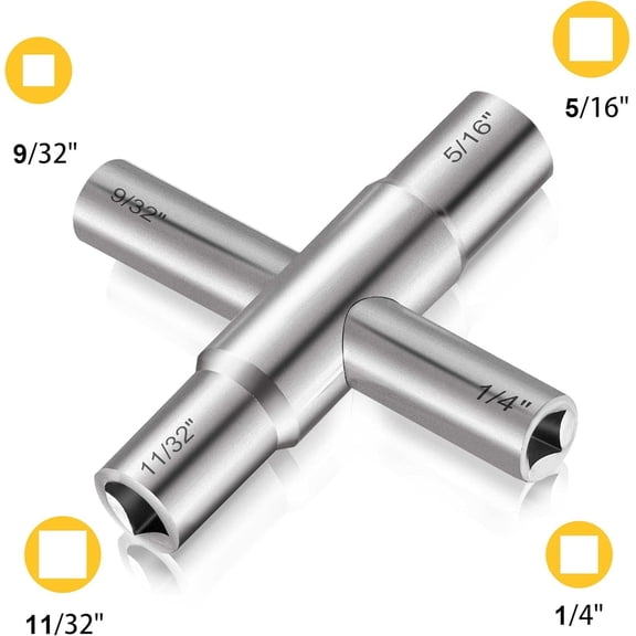 MHAWBL-4 Way Sillcock Key Wrench Set, Multi-functional Utilities Water Key, Fits Most Sillcock, Stopcock, Water Spigots, Wall-hydrant, Control Cabinet and Valves, 2-Pk