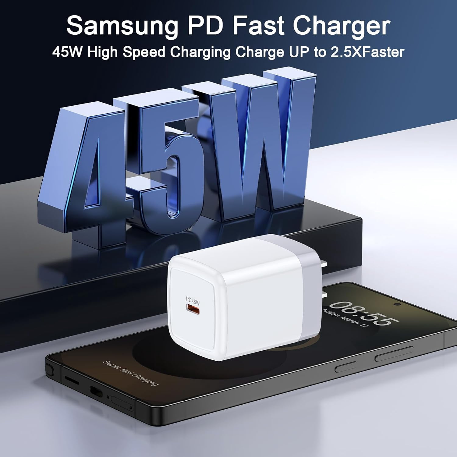 MHAWBL-45W Super Fast S26 Ultra Charger Block USB C to C Fast Charging Adapter Type C Charger for Samsung Galaxy A36/S26/S26 Plus/A57/A37/A07/A26/A56/S25FE/S25 Ultra/S25+/S24FE/S23/S22/A16/A17, iPhon
