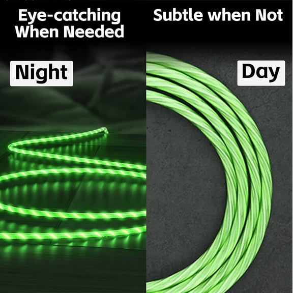 MHAWBL-6.6FT USB C Charging Cable, Flowing Light Up Charger Cord, Compatible with Samsung Galaxy, iPhone 16/15, iPad, and More (Green)