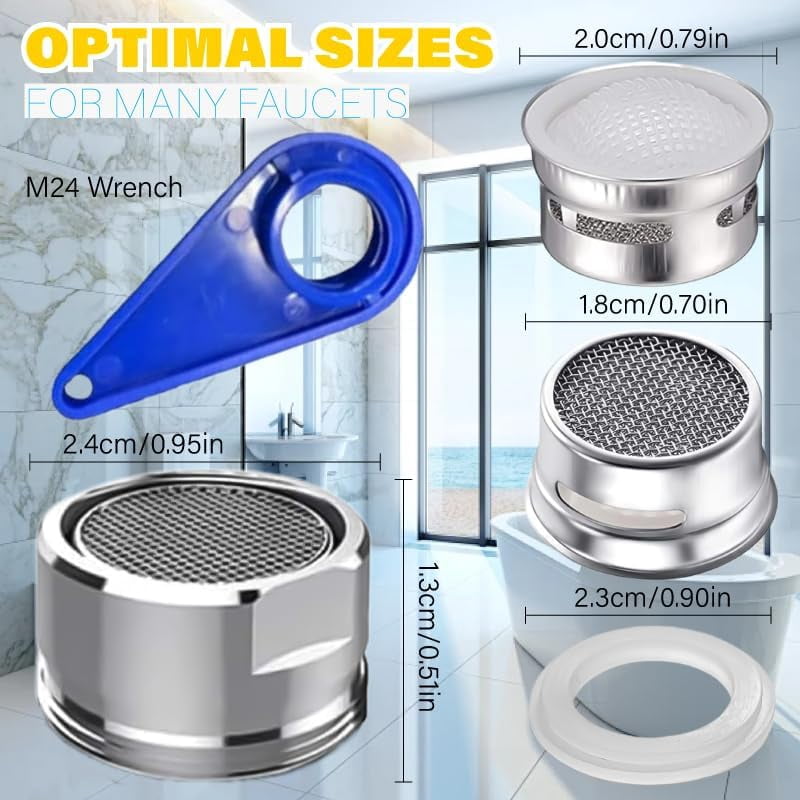 MHAWBL-6 Pack Faucet Aerator Bathroom Sink Aerator Regular Standard Replacement Parts with Brass Shell 15/16-Inch Male Threads Aerator Faucet Filter Gasket and Wrench Suitable for Kitchen and Bathroo