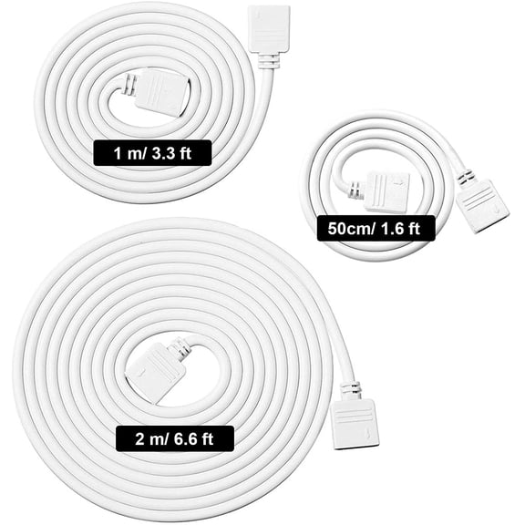 MHAWBL-6 Pieces 4 Pin RGB Extension Cable LED Strip Connector Cord Wire Cables Kit with 12 Pieces Pin Connector for 5050 3528 RGB LED Strip Light(1.6 FT, 3.3 FT, 6.6 FT,White)