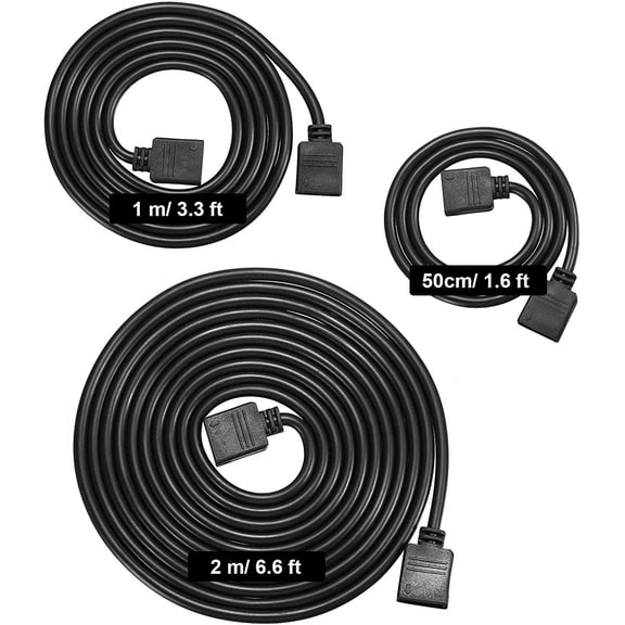 MHAWBL-6 Pieces 4 Pin RGB Extension Cable LED Strip Connector Cord Wire Cables Kit with 12 Pieces Pin Connector for 5050 3528 RGB LED Strip Light(1.6 FT, 3.3 FT, 6.6 FT,Black)