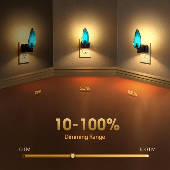 MHAWBL-Agate Night Lights Plug into Wall, Dimmable Night Lights with Adjustable Brightness, LED Nightlight with Dusk to Dawn Sensor, Blue Healing Stone Agate 3000K Warm White for Hallway Bedroom