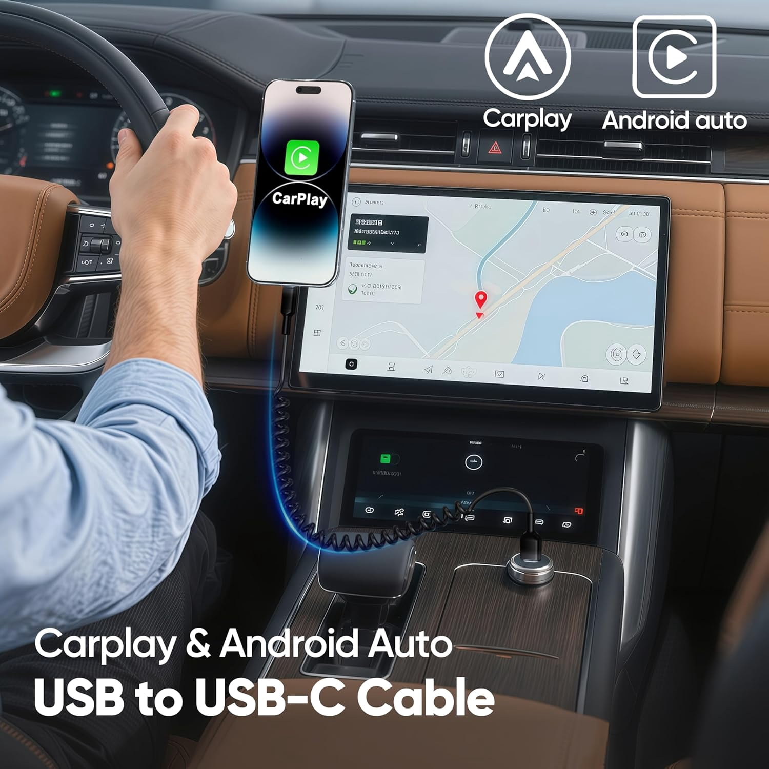 MHAWBL-Coiled USB to USB C Cable 3 FT 2-Pack, USB A to Type-C Cable for Android Auto and Car Carplay, Retractable Car Charger Cord USBA to USBC for iPhone 17/16/15, Samsung S25/S24/S23, Google Pixel