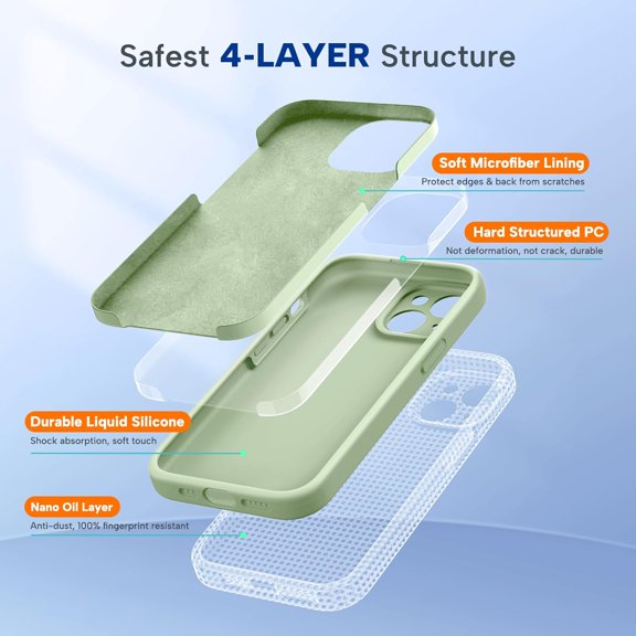 MHAWBL-Compatible with iPhone 15 Case, [Soft Anti-Scratch Microfiber Lining], Liquid Silicone Case Gel Rubber Shockproof Drop Protection Phone Case for iPhone 15, Matcha Green