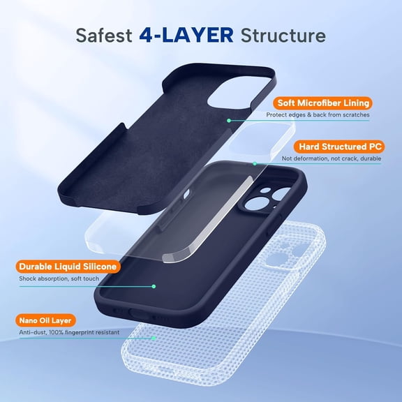 MHAWBL-Compatible with iPhone 15 Case, [Soft Anti-Scratch Microfiber Lining], Liquid Silicone Case Gel Rubber Shockproof Drop Protection Phone Case for iPhone 15, Navy Blue