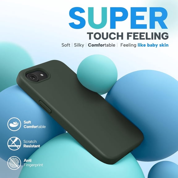 MHAWBL-Compatible with iPhone 16e Case/iPhone 17e Case, [Soft Anti-Scratch Microfiber Lining], Liquid Silicone Shockproof Drop Protection Phone Case for iPhone 16e/17e, Dark Green
