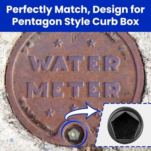 MHAWBL-Curb Box Wrench for Pentagon Curb Boxes, Water Meter Wrench for Penta Socket, T Handle Penta Tool, Water Valve Shut Off Tool (1 Pack,Black)
