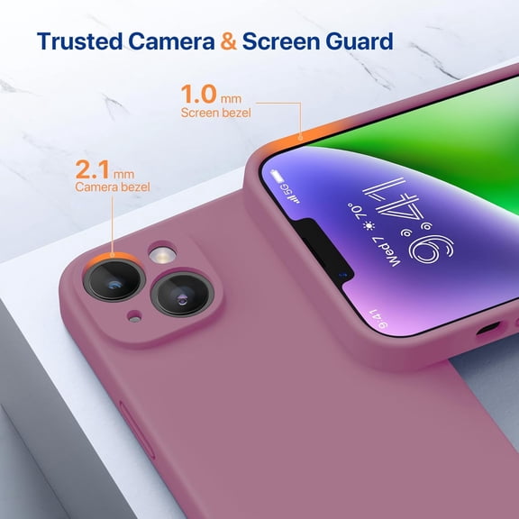 MHAWBL-Designed for iPhone 14 Case with Screen Protector,[Upgraded Enhanced Camera Protection],Shockproof Liquid Silicone Case with Microfiber Lining, 6.1 inch,Blackcurrant