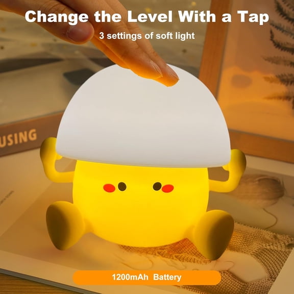 MHAWBL-Egg Yolk Silicone Night Light  A Ray of Light in The Dark Night, Touch & Slap to Illuminate, 3 Brightness Levels, Timer Mode, Fun and Portable Lamp for Bedroom