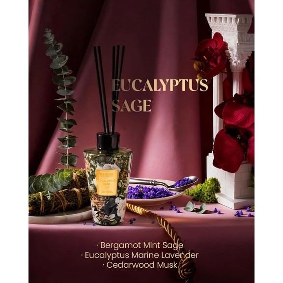 MHAWBL-Eucalyptus Sage Reed Diffuser Set - 8.79fl oz (260ml) Home Fragrance Non-Toxic Natural Reed Diffuser for Home, Air Freshner Gifts for Bathroom Bedroom Fragrance Decor