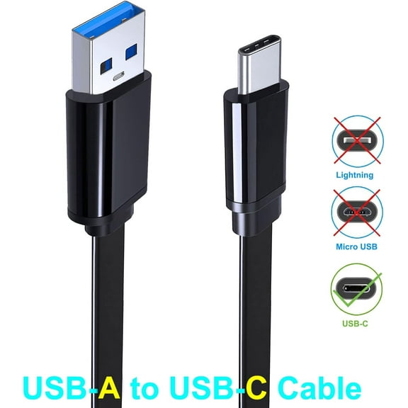 MHAWBL-Flat Design USB C Android Auto Cable, USB-C to USB-A 5Gbps Data Sync Cord, 3FT Type C Fast Charger Cable Compatible with Samsung Galaxy S23 S22 S21 S20 S10 S10e S9 S8 Note 20 10 9 A54 A53