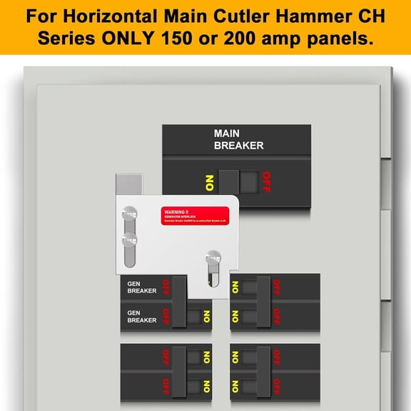 MHAWBL-Generator Interlock Kit Compatible with Eaton Cutler Hammer Horizontal Main Only CH Series & TAN Breaker 150 or 200 amp Panels,1 1/2 Inch spacing Between Main and Branch Breaker (1)