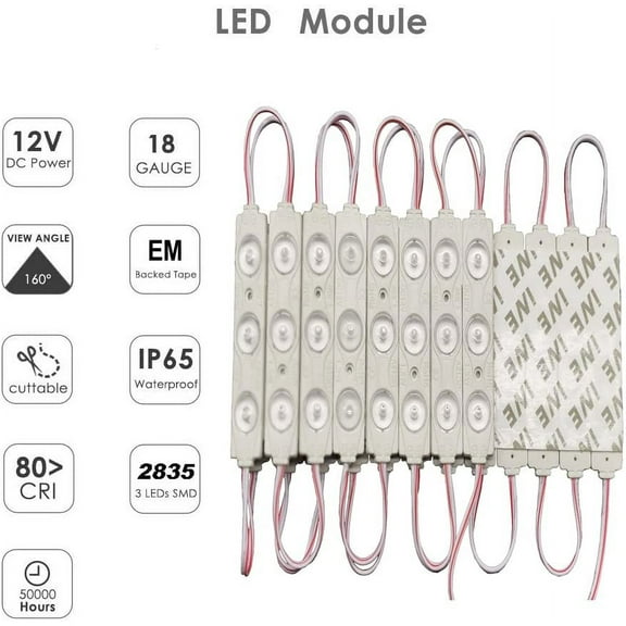 MHAWBL-LED Module, LED Decorative Light White 20pcs 9.8 Ft 2835 SMD 150LM IP65 Waterproof Decorative Light for Letter Sign Advertising Signs with Tape Adhesive Backside (White Light)