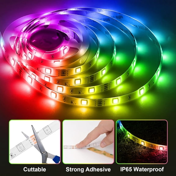 MHAWBL-LED Strip Lights 6.56Ft, RGB LED Lights Strip for 40-60in TV Backlight, RGB Color Strips Light Waterproof IP65 with Remote, USB Bias LED Lights Kit for Bedroom PC Monitor Mirror Cabinet Desk